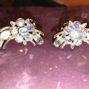 Vintage Lisner Earrings multicolor rhinestone